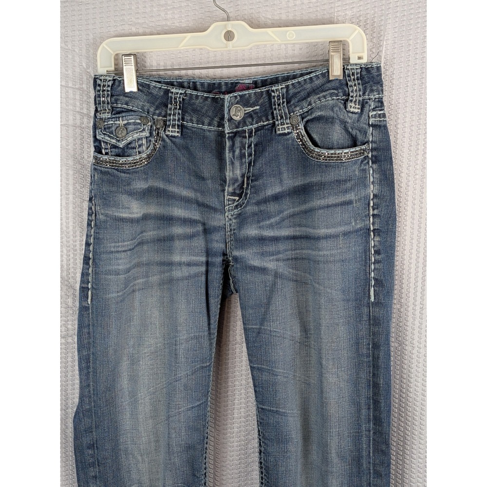 Rock and Roll Cowgirl Jeans Womens 28x34‎ Mid Rise Bootcut Blue Denim Flawed